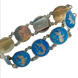 Vintage Sterling silver blue enamel 925  enamel Siam bracelet